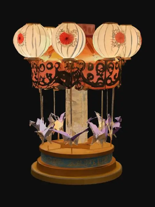 3D model for [Kyoto] a paper lantern carousel with origami crane seats, #AroundTheWorld#