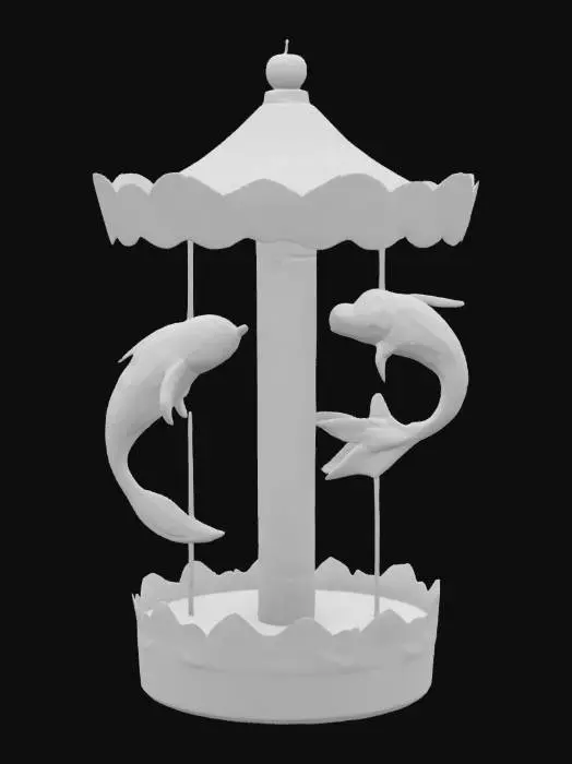 3D model for [Kyoto] a vibrant washi paper carousel with origami koi fish, #AroundTheWorld#