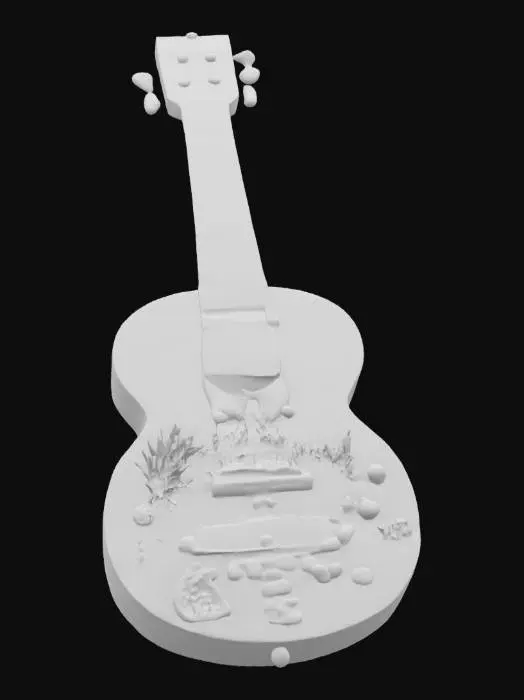 3D model for [Hawaii] a meticulously detailed ocean-themed ukulele with the body as a transparent resin “aquarium”, #AroundTheWorld#