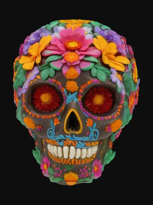 3D model for [Mexico] a sugar skull made entirely from beautiful mexican flowers, #AroundTheWorld#