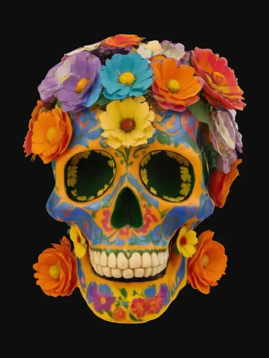 3D model for [Mexico] a sugar skull made entirely from beautiful mexican flowers, #AroundTheWorld#