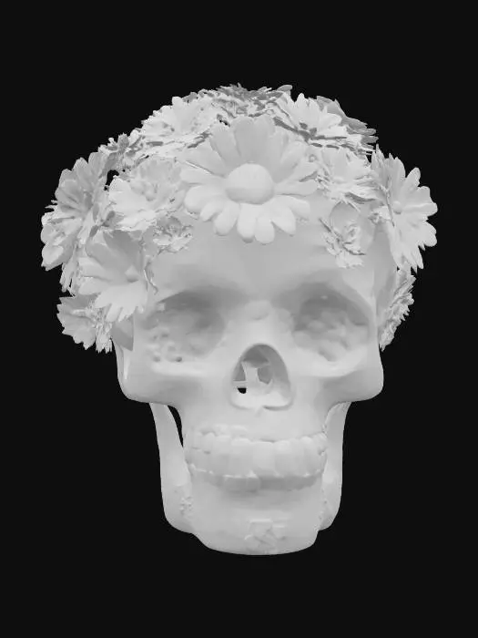 3D model for [Mexico], Stylized, a sugar skull made entirely from beautiful mexican flowers, #AroundTheWorld#