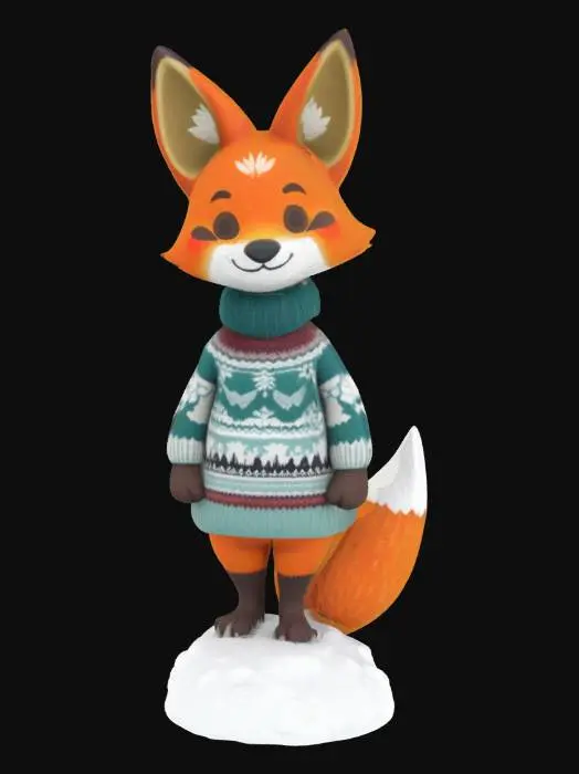 3D model for [Scandinavia] Stylized, Animal Crossing, Snow Sculpture, Nordic-Themed, Woodland Animal, Scandinavian Sweater, Full Body, #AroundTheWorld#