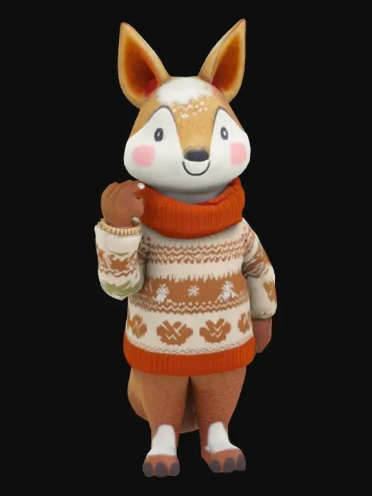 3D model for [Scandinavia] Stylized, Animal Crossing, Snow Sculpture, Nordic-Themed, Woodland Animal, Scandinavian Sweater, Full Body, #AroundTheWorld#