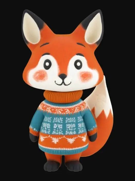 3D model for [Scandinavia] Stylized, Animal Character Snow Sculpture made from snow, Nordic-Themed, Woodland Animal, Scandinavian Sweater, Full Body, #AroundTheWorld#