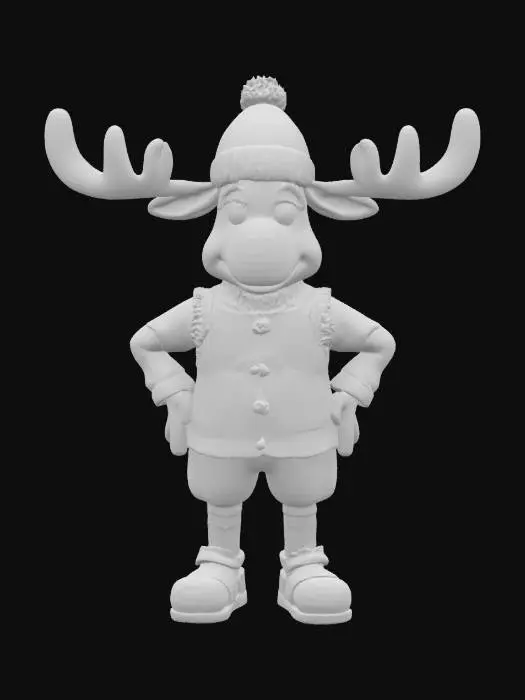 3D model for [Norway] Full Body, Moose cartoon character wearing traditional norwegian clothing, Highly Detailed,  #AroundTheWorld#