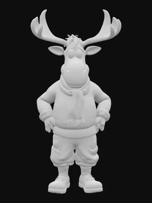 3D model for [Norway] Full Body, Moose cartoon character wearing traditional norwegian clothing, Highly Detailed,  #AroundTheWorld#