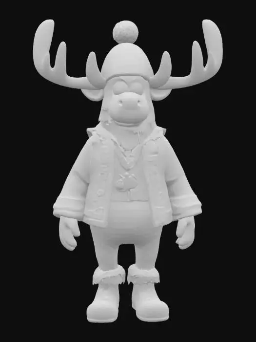 3D model for [Norway] Full Body, Moose cartoon character wearing traditional norwegian clothing, Highly Detailed,  #AroundTheWorld#