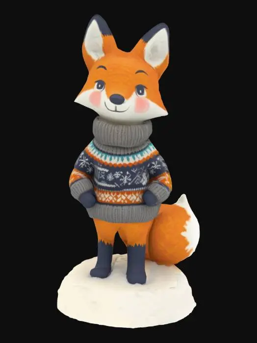 3D model for [Scandinavia] Stylized, Animal Crossing, Snow Sculpture, Nordic-Themed, Woodland Animal, Scandinavian Sweater, Full Body, #AroundTheWorld#