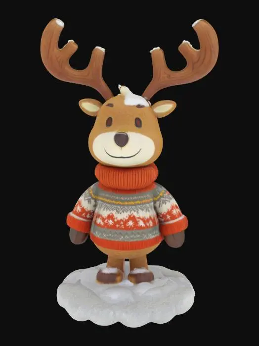 3D model for [Scandinavia] Stylized, Animal Crossing, Snow Sculpture, Nordic-Themed, Woodland Animal, Scandinavian Sweater, Full Body, #AroundTheWorld#