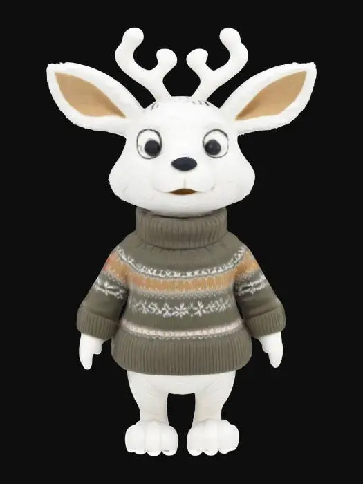 3D model for [Scandinavia] Animal Character Snow Sculpture made from snow, Nordic-Themed, Woodland Animal, Scandinavian Sweater, Full Body, #AroundTheWorld#