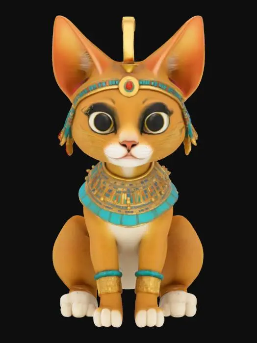 3D model for [Egypt] an Egyptian Cat Character in Ancient Egyptian Regalia, #AroundTheWorld#