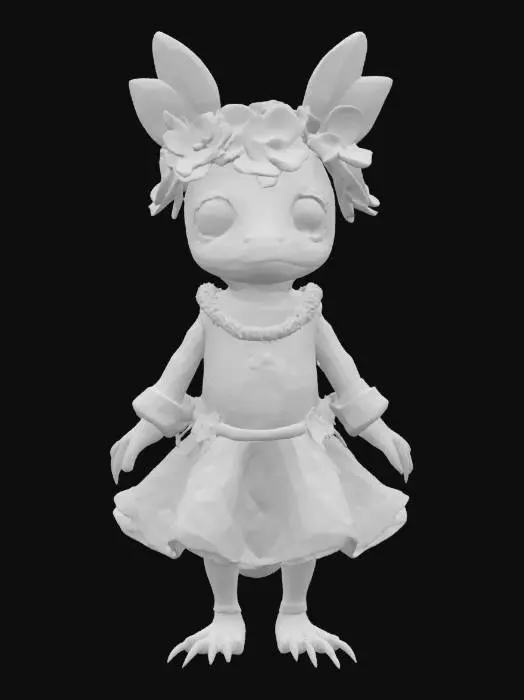 3D model for [Rajasthan] an Axolotl in a Día de Muertos Outfit, #AroundTheWorld#