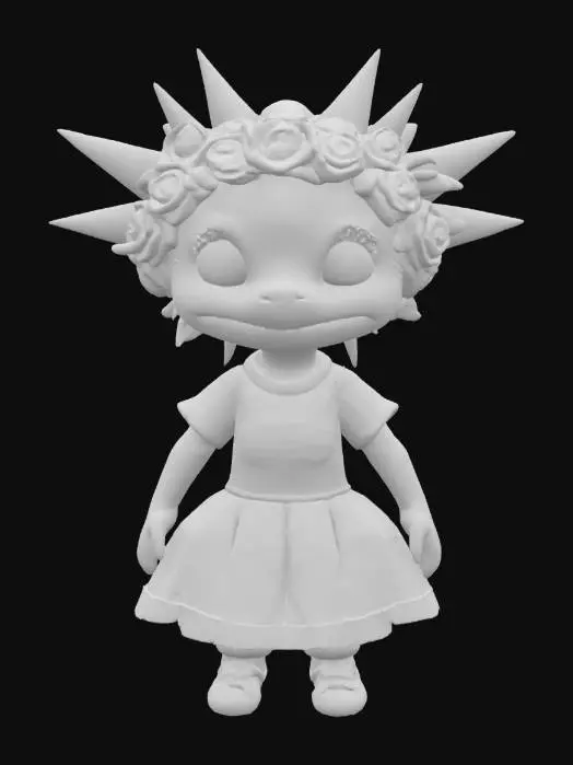 3D model for [Rajasthan] an Axolotl Cartoon Character in a Día de Muertos Outfit, #AroundTheWorld#