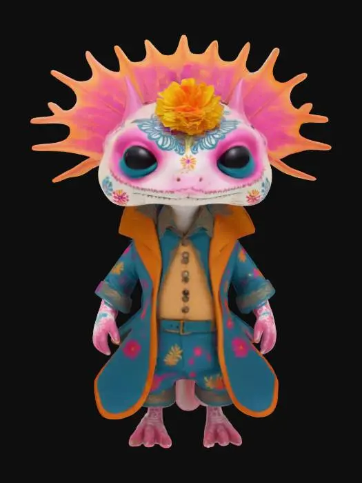 3D model for [Mexico] an Axolotl in a Día de Muertos Outfit, #AroundTheWorld#