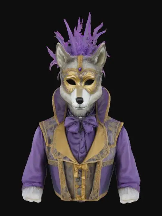 3D model for [Venetia] a Grey Wolf in a Venetian Carnival Costume, #AroundTheWorld#