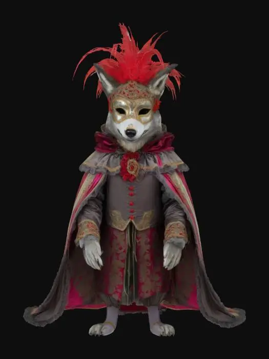 3D model for [Venetia] a Grey Wolf in a Venetian Carnival Costume, #AroundTheWorld#