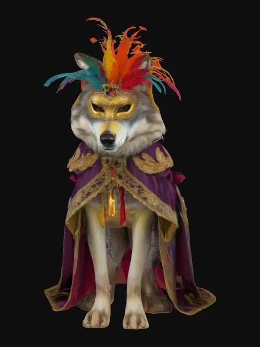 3D model for [Venetia] a Grey Wolf in a Venetian Carnival Costume, #AroundTheWorld#