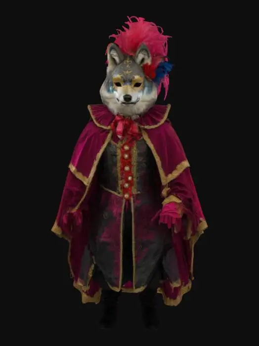 3D model for [Venetia] a Grey Wolf in a Venetian Carnival Costume, #AroundTheWorld#