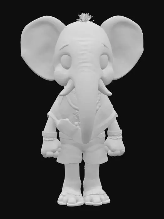3D model for [Kenya] an Elephant Cartoon Character in Maasai Traditional Garments, #AroundTheWorld#