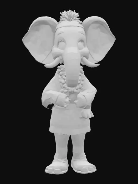3D model for [Kenya] an Elephant Cartoon Character in Maasai Traditional Garments, #AroundTheWorld#