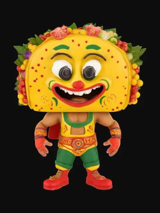 3D model for [Mexico] a Taco as a stylized Lucha Libre Character, #AroundTheWorld#