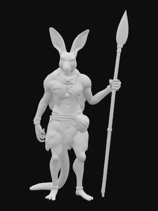 3D model for [Australia] a Kangaroo Tribal Warrior Character with Aboriginal-Inspired Body Paint and Cloak, #AroundTheWorld#