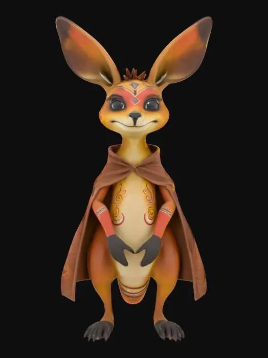 3D model for [Australia] a Tribal Kangaroo Character with Aboriginal-Inspired Body Paint and Cloak, #AroundTheWorld#