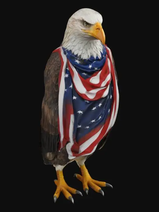 3D model for [United States] Ultra Realistic, Hyper Detailed, Patriotic American-Dressed Bald Eagle, #AroundTheWorld#