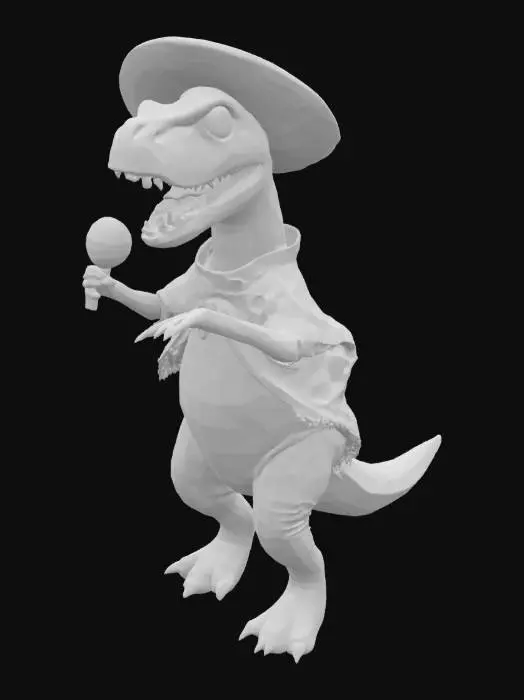 3D model for [Mexico] a dinosaur dancing with maracas wearing a poncho and a sombrero, #AroundTheWorld#