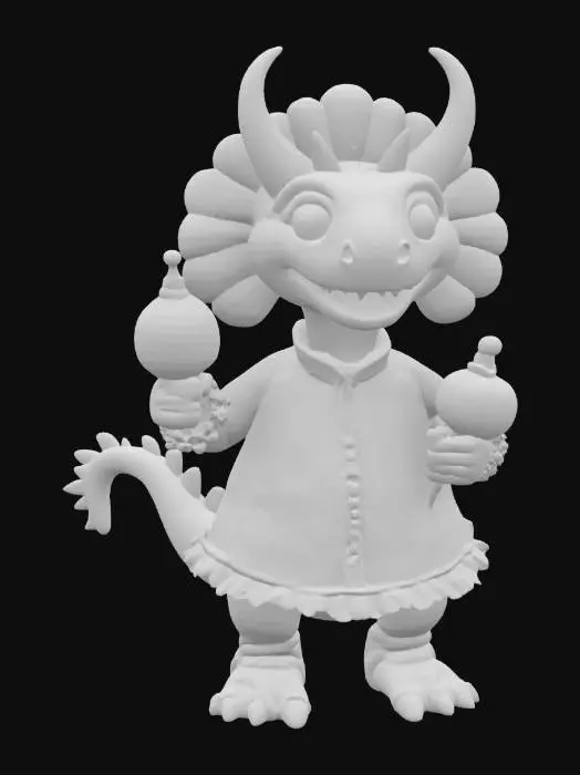 3D model for [Mexico] a colorful, cartoonish mexican triceratops dinosaur, textured with vibrant mexican patterns, wearing a poncho, and equipped with maracas, #AroundTheWorld#