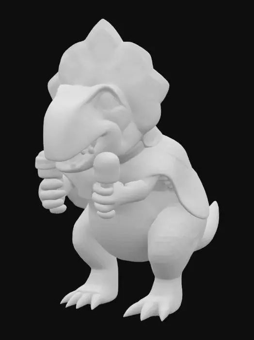 3D model for [Mexico] a colorful, cartoonish mexican triceratops dinosaur, textured with vibrant mexican patterns, wearing a poncho, and equipped with maracas, #AroundTheWorld#