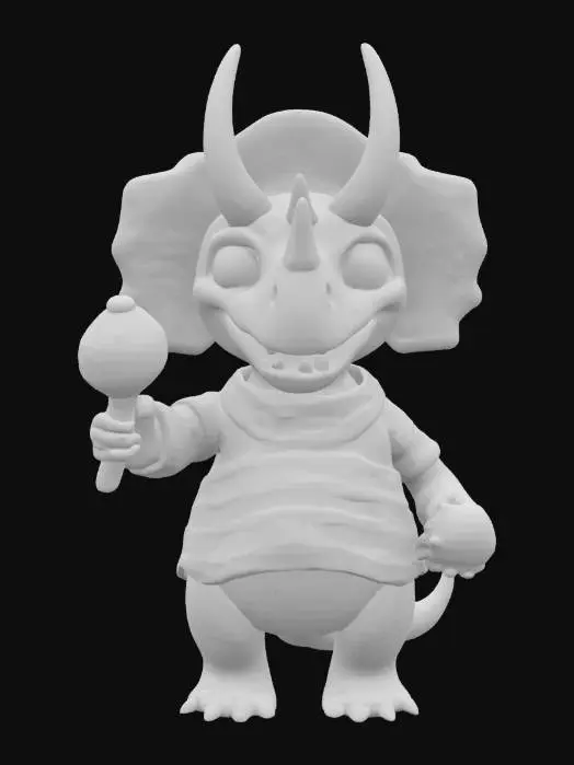 3D model for [Mexico] a colorful, cartoonish mexican triceratops dinosaur, textured with vibrant mexican patterns, wearing a poncho, and equipped with maracas, #AroundTheWorld#