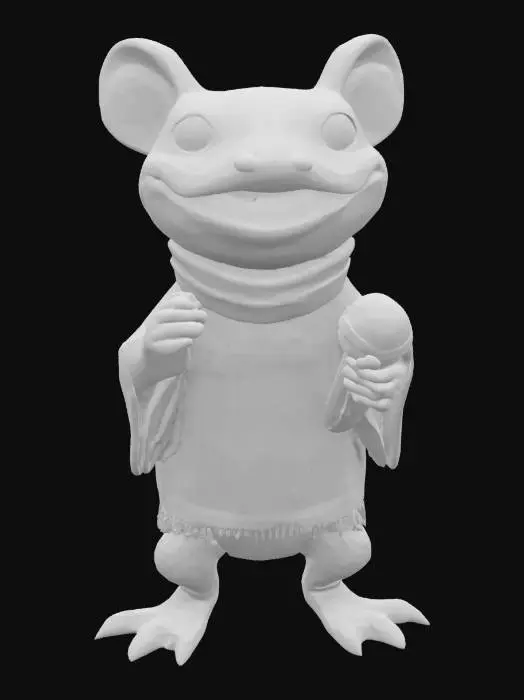 3D model for [Mexico] a colorful, cartoonish mexican axolotl, textured with vibrant mexican patterns, wearing a poncho, and equipped with maracas, #AroundTheWorld#