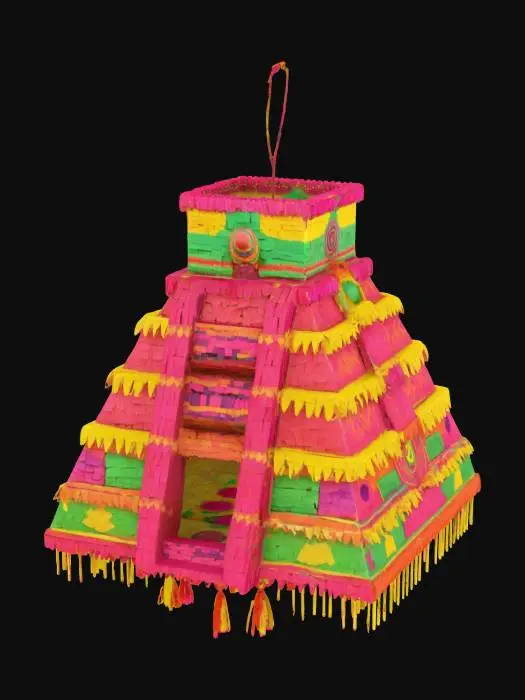 3D model for [Mexico] chichen itza as a colorful, mexican pinata, #AroundTheWorld#