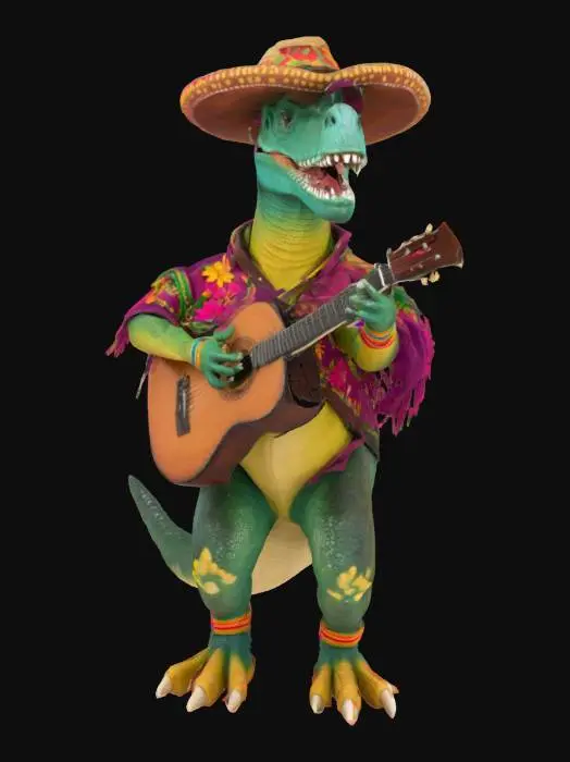 3D model for [Mexico] a dinosaur mariachi player, #AroundTheWorld#