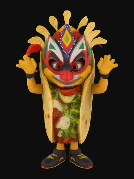 3D model for [Mexico] a Taco as a stylized Lucha Libre Character, #AroundTheWorld#