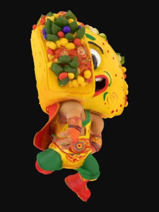 3D model for [Mexico] a Taco as a stylized Lucha Libre Character, #AroundTheWorld#