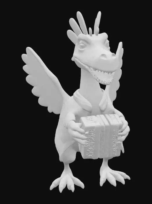 3D model for [Mexico] a colorful, cute, cartoonish pterodactyl dinosaur, wearing a Mexican poncho textured with vibrant mexican patterns, and equipped with an accordian, #AroundTheWorld#