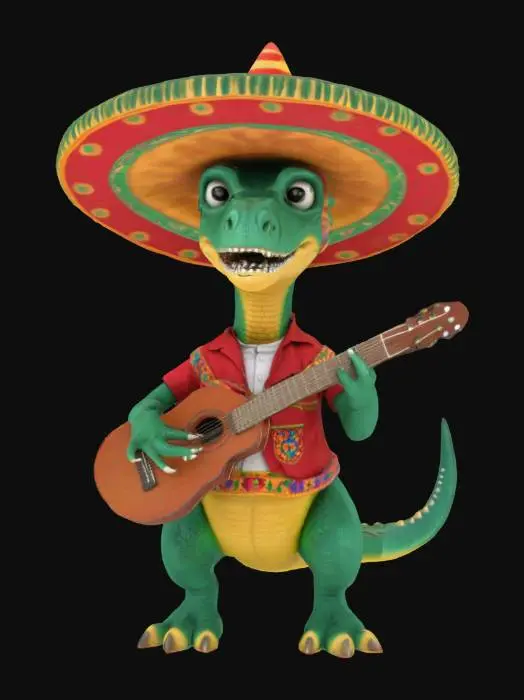 3D model for [Mexico] a dinosaur mariachi player, #AroundTheWorld#