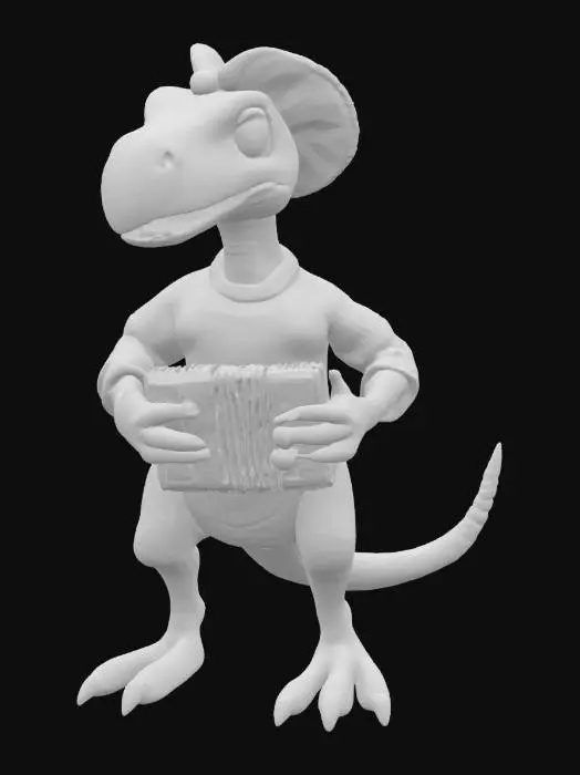 3D model for [Mexico] a colorful, cute, cartoonish pterodactyl dinosaur, wearing a Mexican poncho textured with vibrant mexican patterns, and equipped with an accordian, #AroundTheWorld#