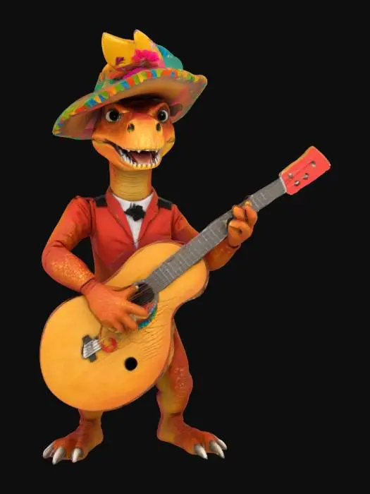 3D model for [Mexico] a dinosaur mariachi player, #AroundTheWorld#