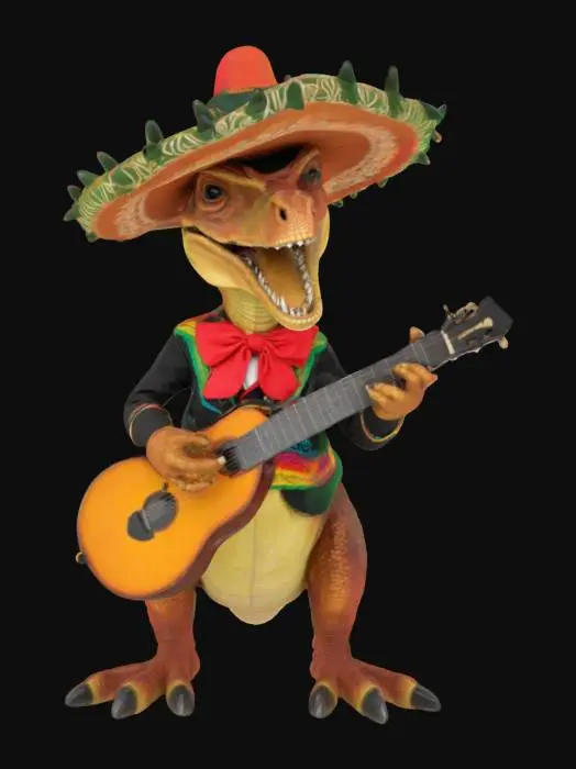 3D model for [Mexico] a dinosaur mariachi player, #AroundTheWorld#