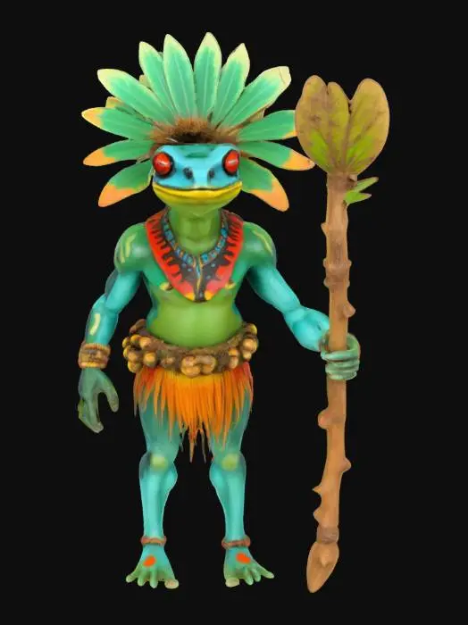 3D model for [Amazon Rainforest] an Amazon Rainforest Poison Dart Frog Ancient Tribal Elder Character, #AroundTheWorld#