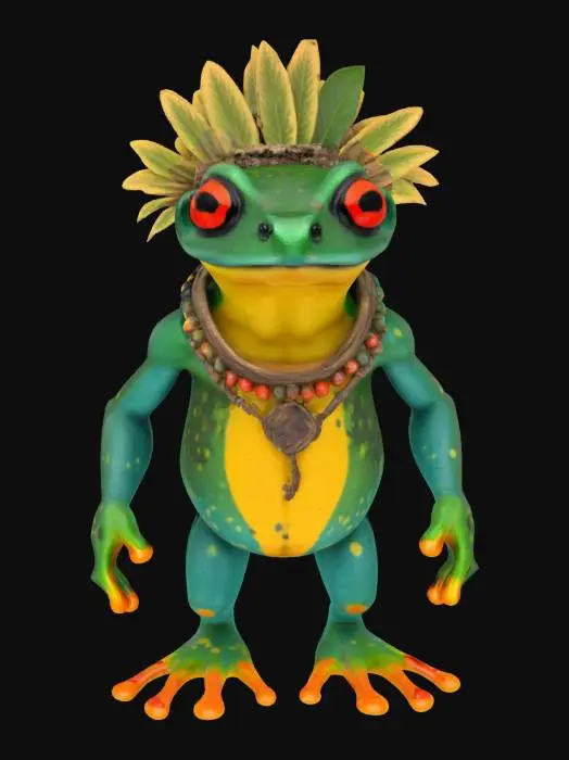 3D model for [Amazon Rainforest] an Amazon Rainforest Poison Dart Frog Ancient Tribal Elder Character, #AroundTheWorld#