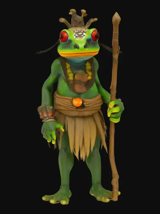 3D model for [Amazon Rainforest] an Amazon Rainforest Poison Dart Frog Ancient Tribal Elder Character, #AroundTheWorld#