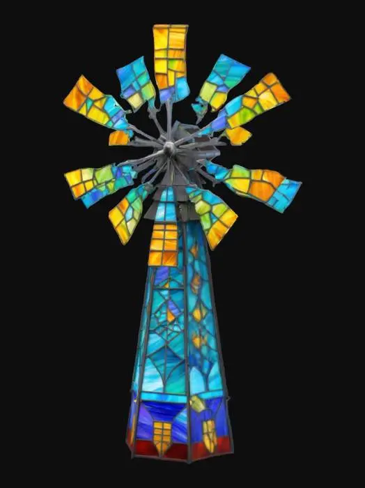 3D model for [Nebraska] a windmill made out of stained glass, #AroundTheWorld#