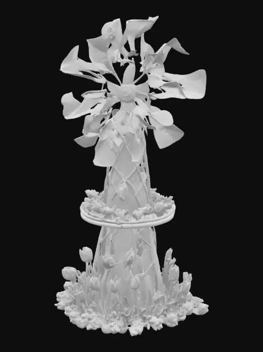 3D model for [Amsterdam] an elaborate windmill made from tulips, #AroundTheWorld#