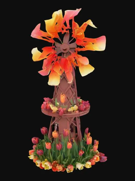 3D model for [Amsterdam] an elaborate windmill made from tulips, #AroundTheWorld#