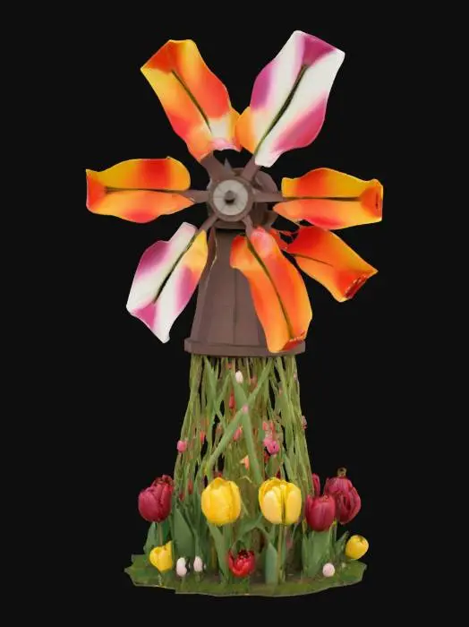 3D model for [Amsterdam] an elaborate windmill made from tulips, #AroundTheWorld#